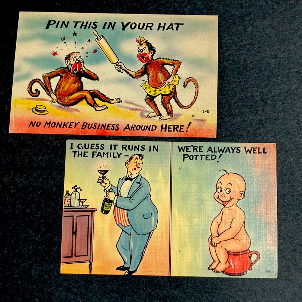 2 funny vintage postcards